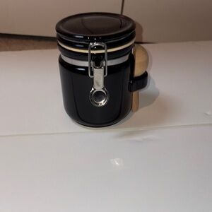 ITEM NO. 71: Black Airtight Storage Jar with Wooden Spoon